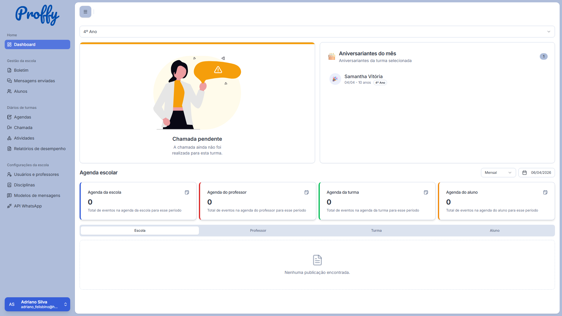 Tela inicial do sistema Proffy